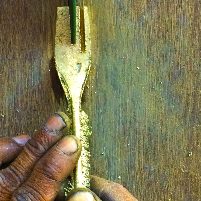 Brass Cutlery - cake fork and tea set finishing