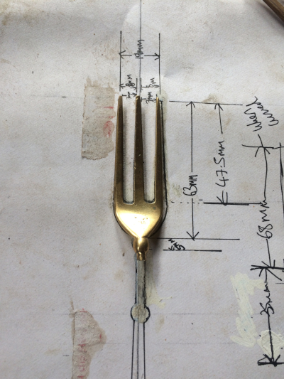 Brass Cutlery - trident fork detail