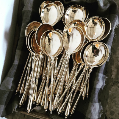 Brass Cutlery - close up of trident spoon